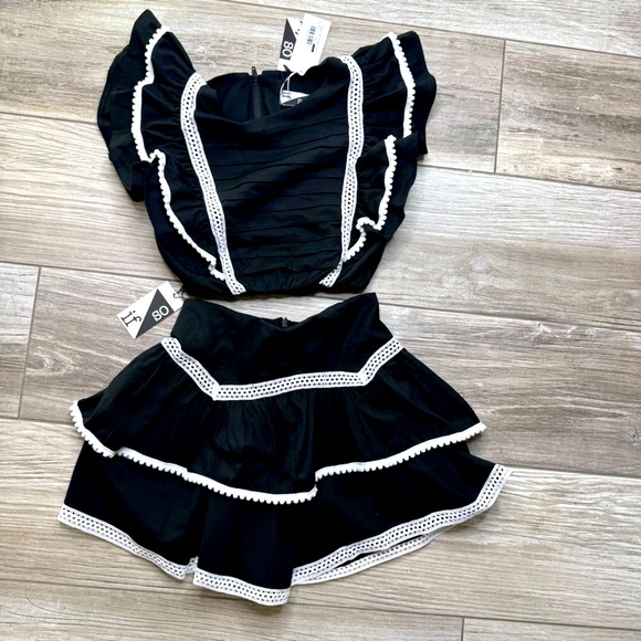 IF SO Black White Trim Two Piece Dress Size 10/12 - Picture 2 of 13